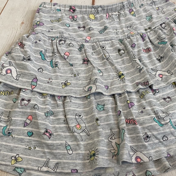 Jumping Beans Gray Comic Unicorn, Llama, Ice Cream Print Scooter Skirt / Skort - Picture 5 of 5